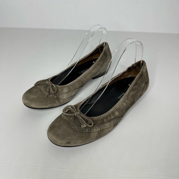 PAUL GREEN oxford round toe ballet flat leather gray womens size UK 5.5 US 8 - Picture 2 of 7